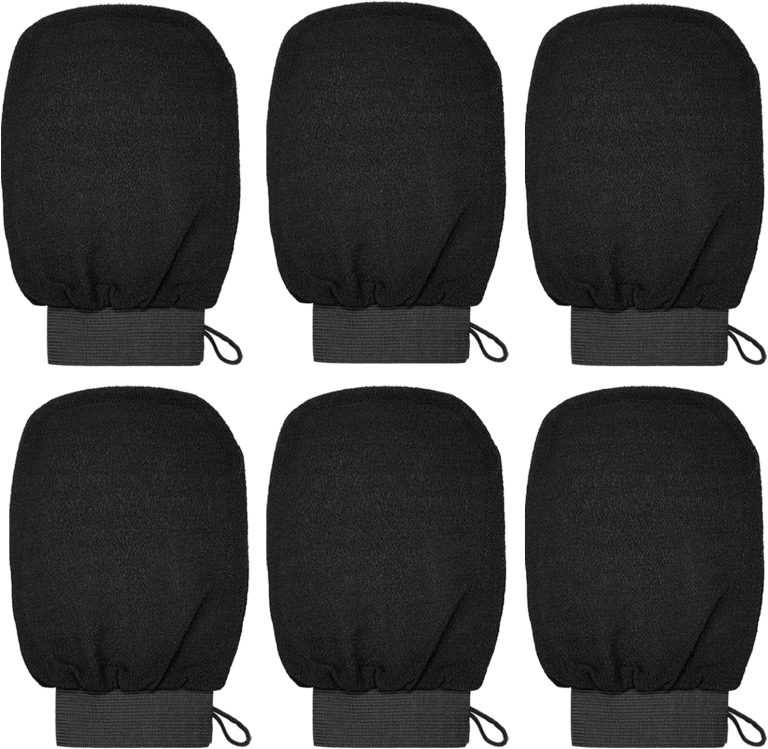 KEYRI 6 Pièces Gant Exfoliant Corps, Gants Gommage Corps Et Visage Unisex (Noir)