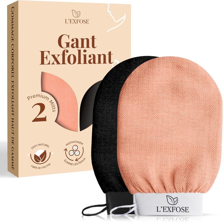 Gant Exfoliant Corps pour la Douche, en Viscose 100% Naturelle - 2pcs, L'Exfose